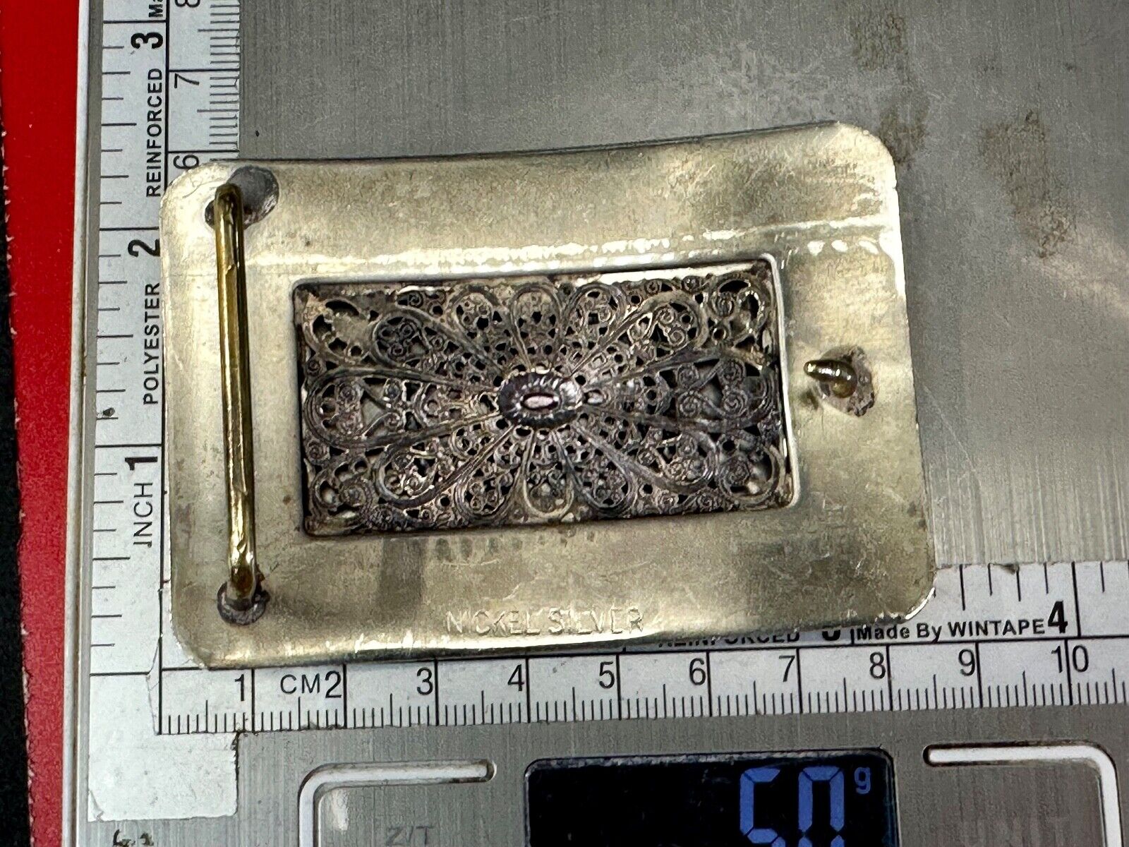 Unique Rodeo Cowboy Horse Saddle Bronc Nickel Silver Mesh Background belt Buckle