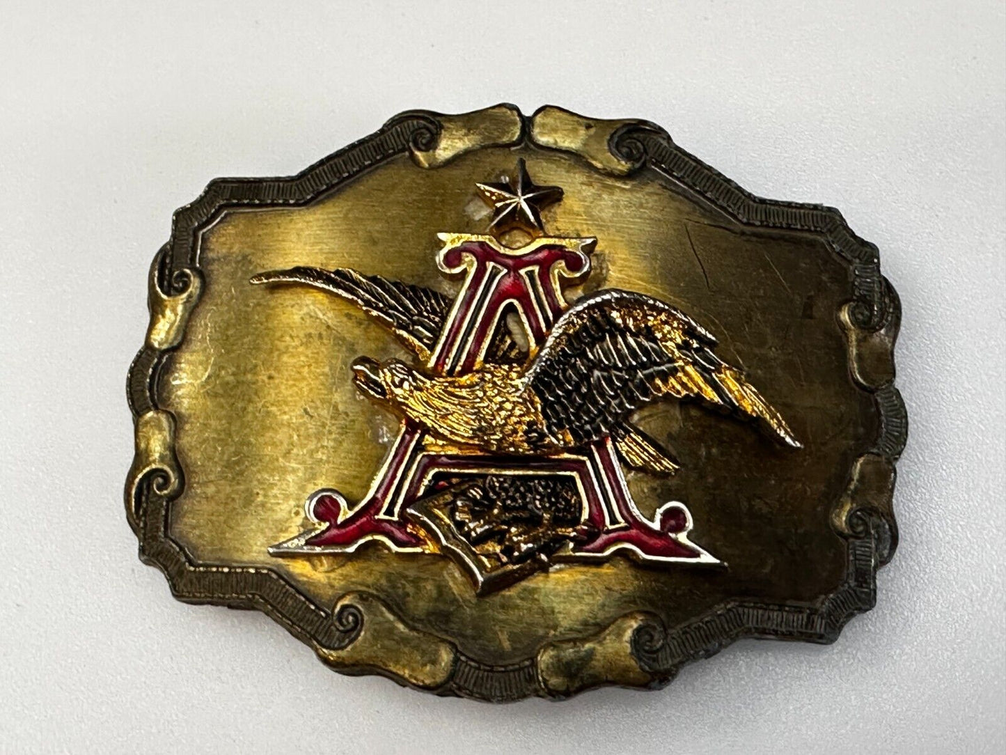 Anheuser-Busch Budweiser Beer Eagle Logo Vintage 1977 Raintree Belt Buckle