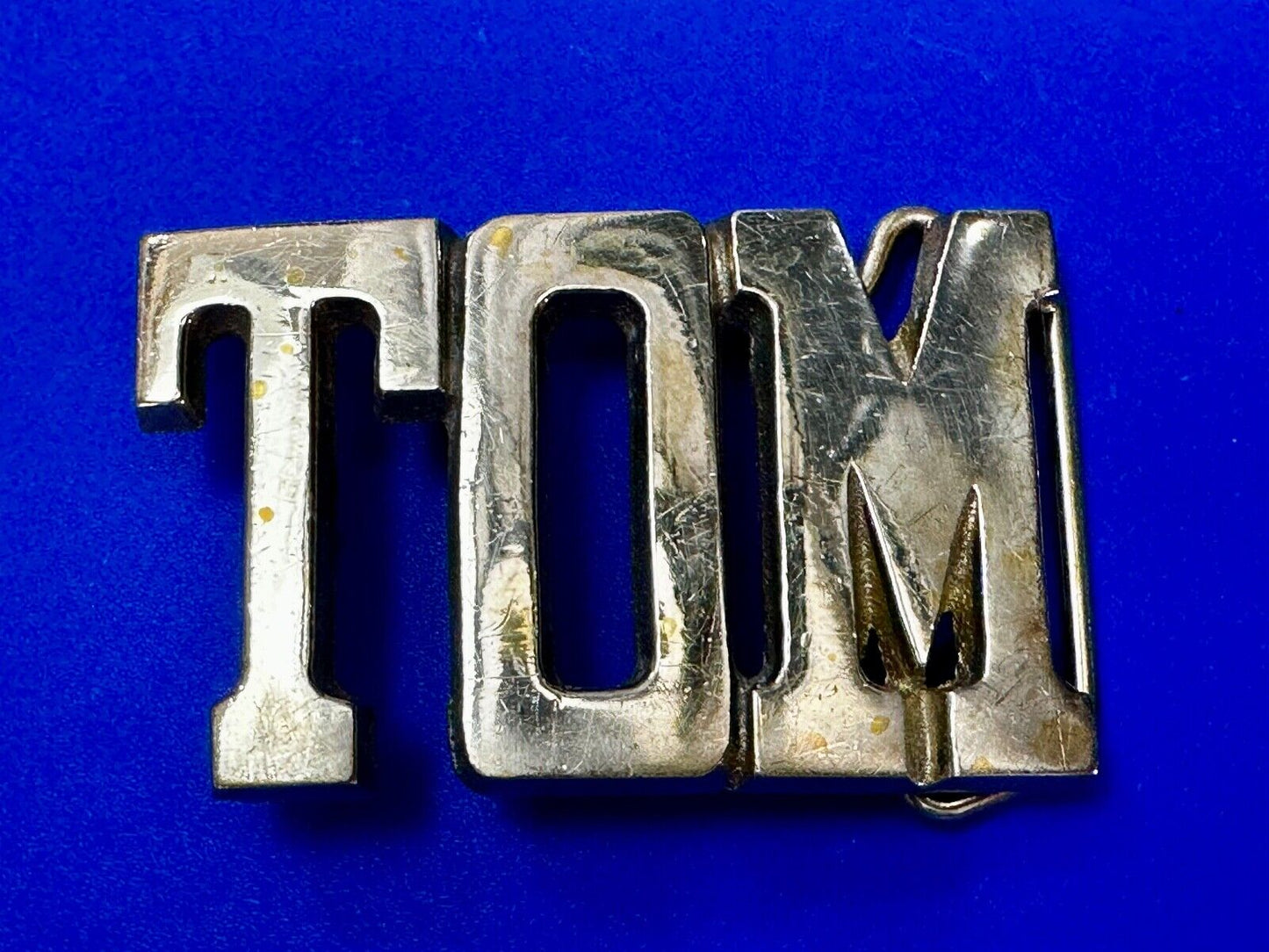TOM - Custom Name cutout block letters Solid Brass Belt Buckle by Baron