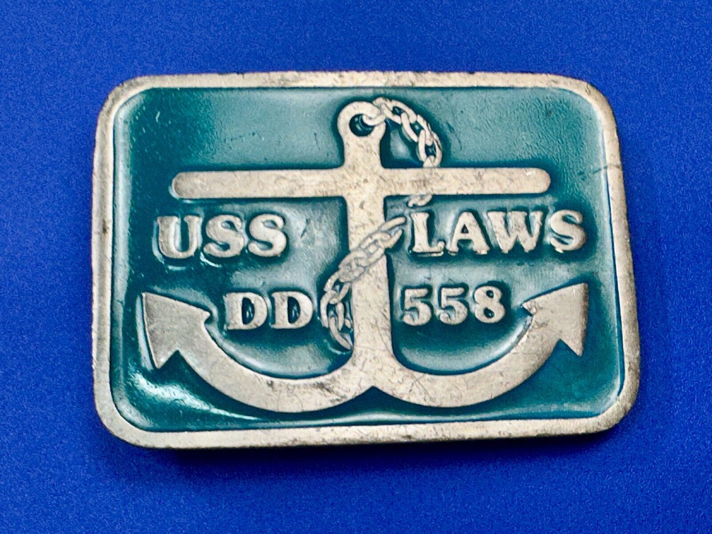 US Navy USS Laws DD-558 Destroyer Ship Boat Vintage Belt Buckle by CD Hit