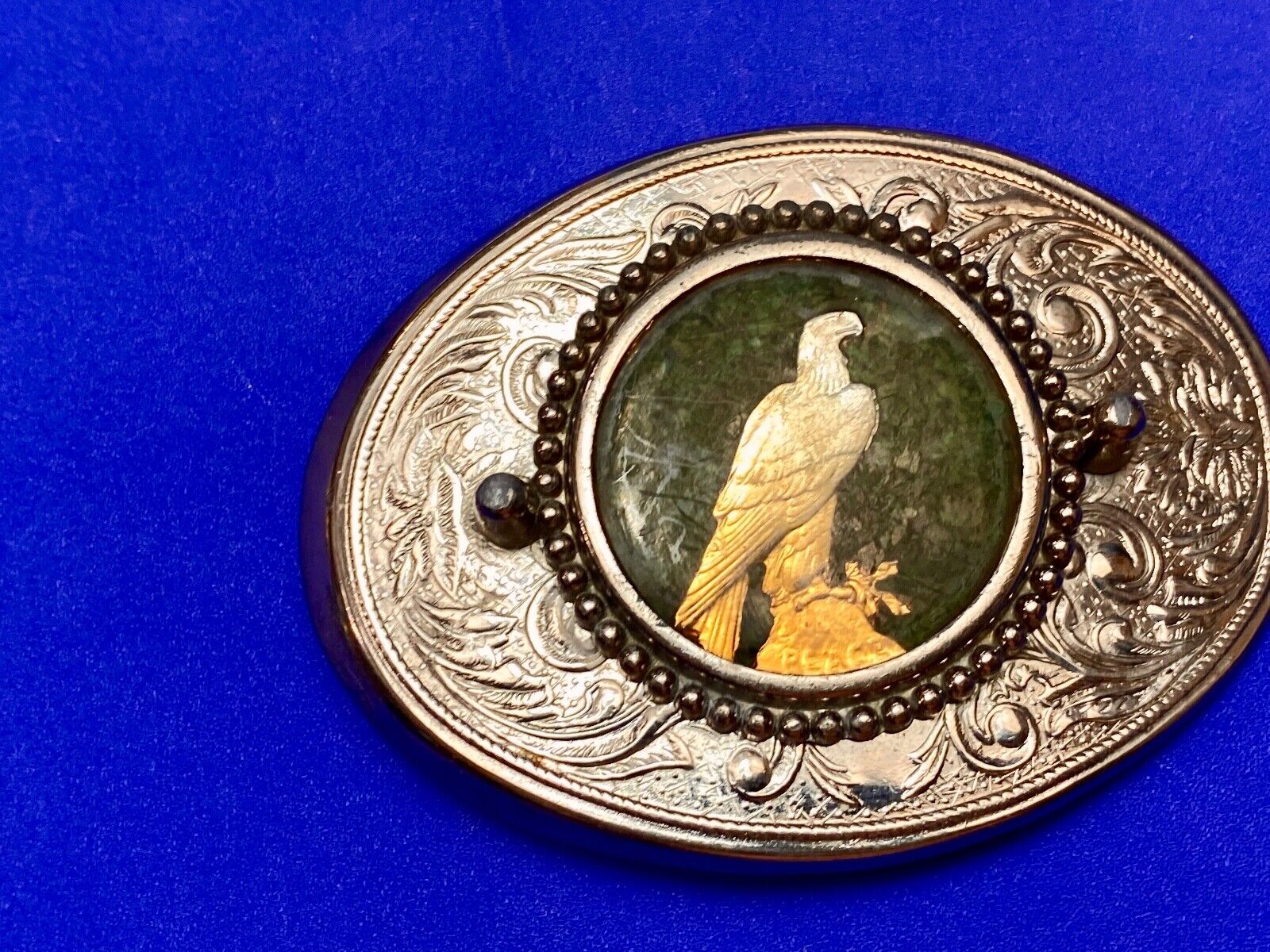 American Bald Eagle Patriotic Artisan Painting Centerpiece Western Belt Buckle