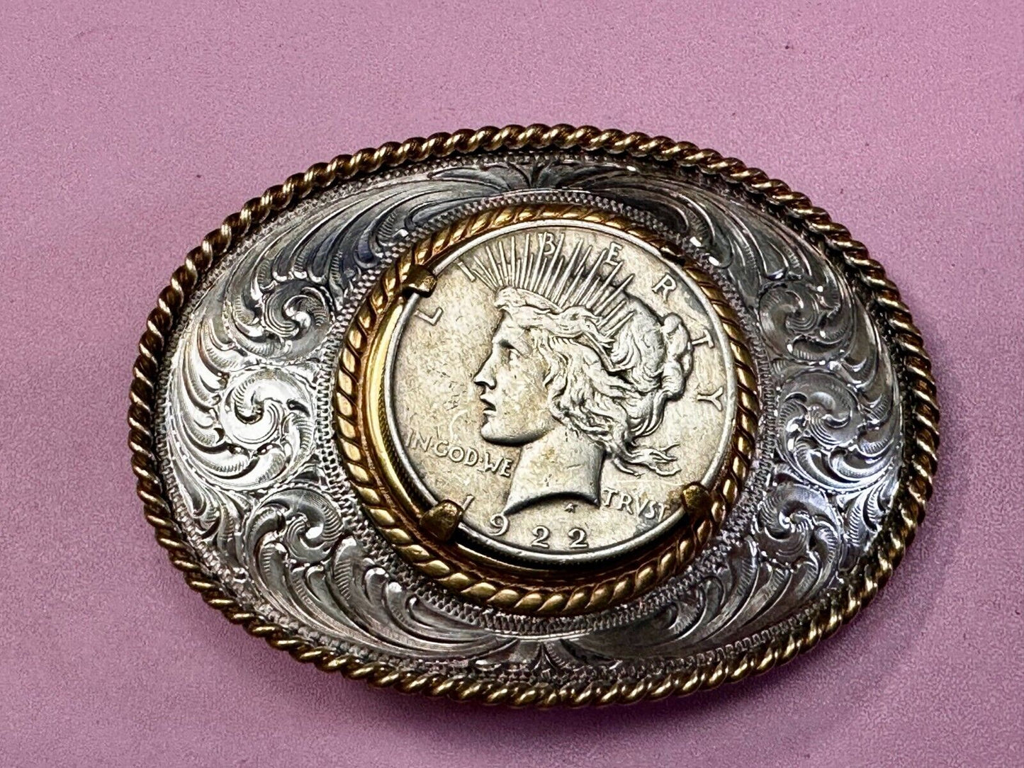 USA Peace Dollar 1922 Liberty Coin Collectors Montana Silversmiths Belt Buckle