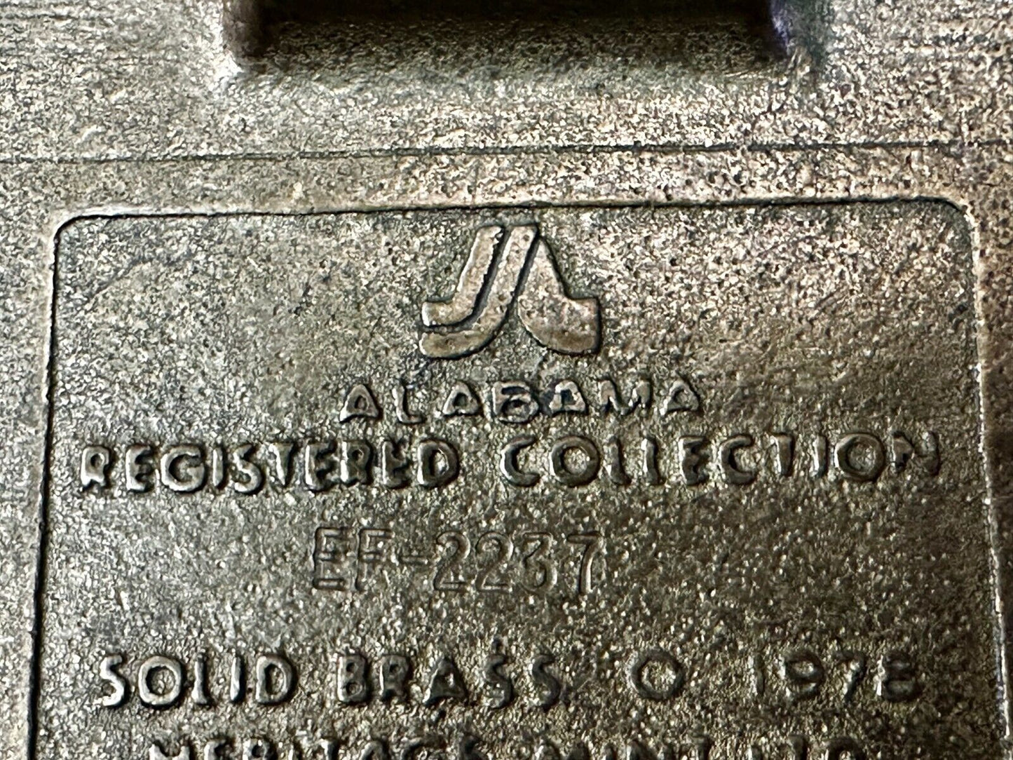 Alabama State Al Statehood Montgomery University Solid Brass 1978 Belt Buckle