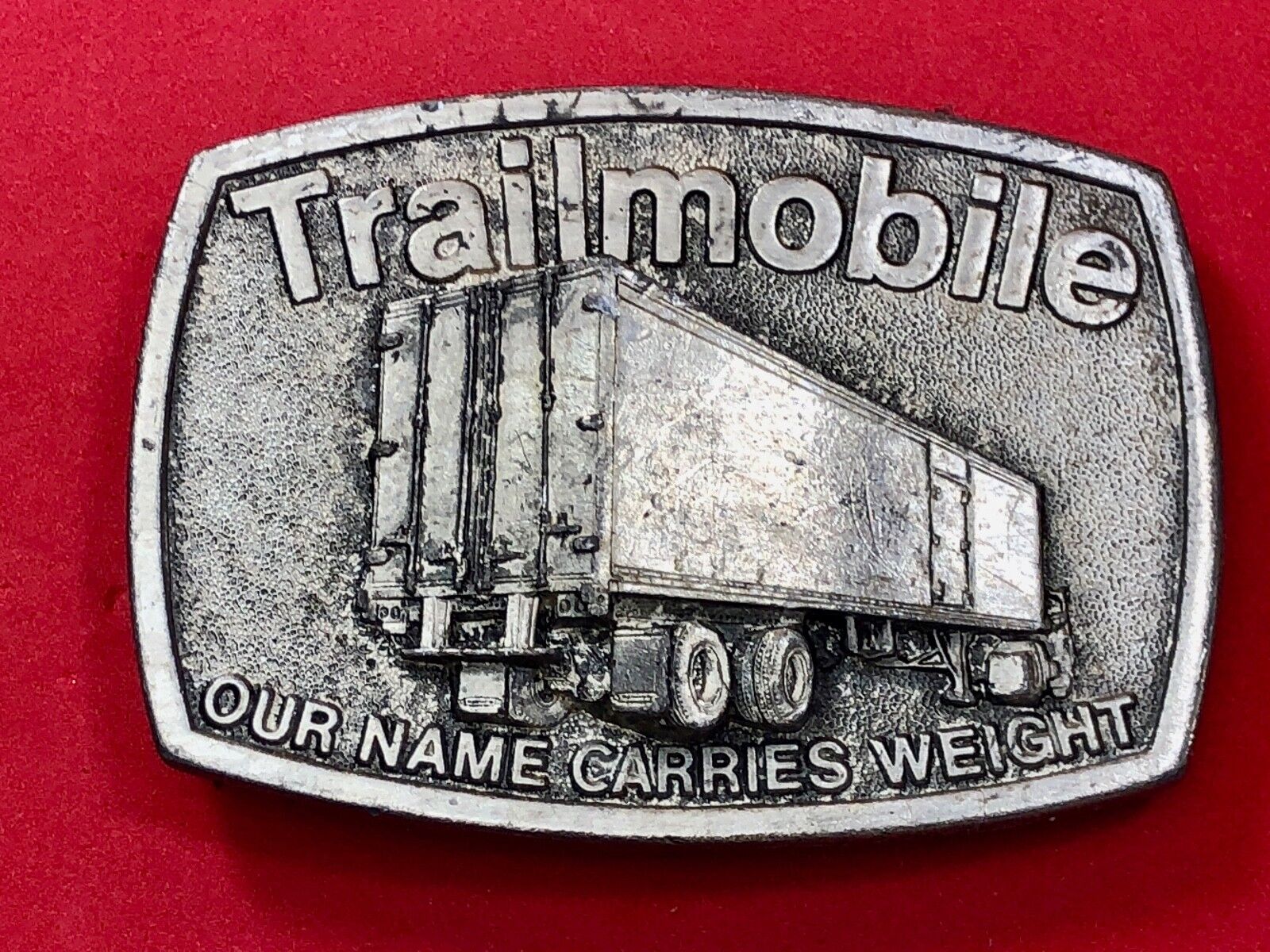 VINTAGE 1970s **TRAILMOBILE** TRUCK TRAILERS METAL BELT BUCKLE - Hauling Big Rig