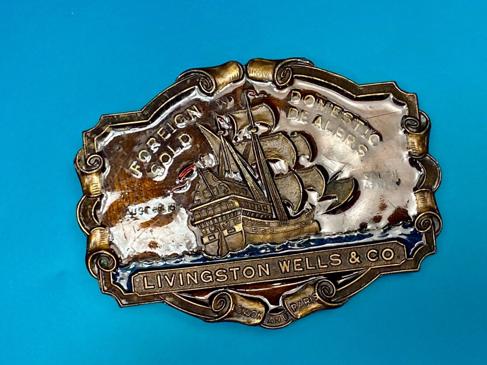 V-33 LIVINGSTON WELLS & CO Bergamot belt buckle Foreign & Domestic Gold Dealers