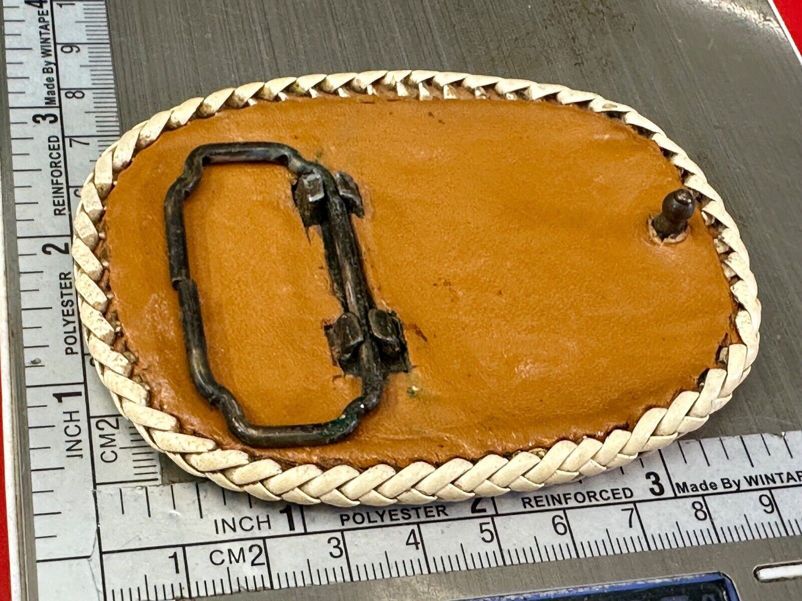 Artisan GF Initials letters Girlfriend? custom stitched leather belt buckle