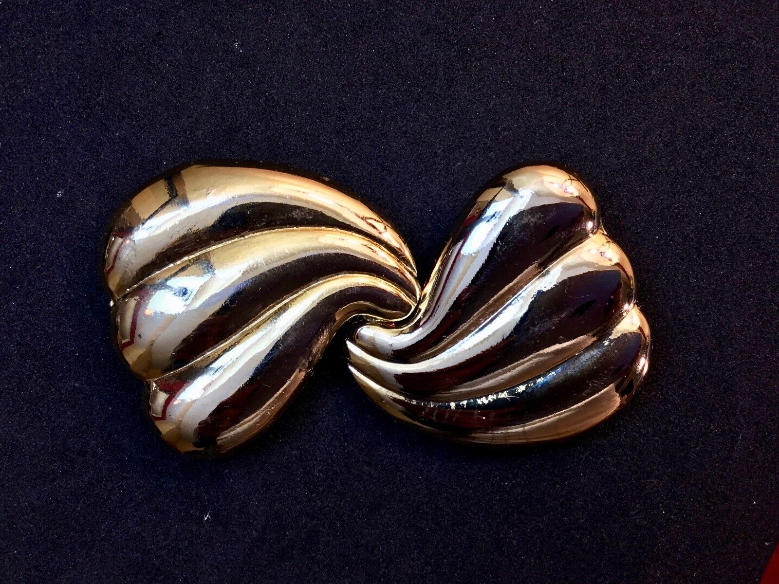 Vintage Antique two piece Sold tone Scarf Clip Signed Belt Buckle by ? 