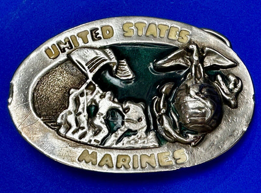United States Marines Embalm Flag Raising Patriotic Belt Buckle