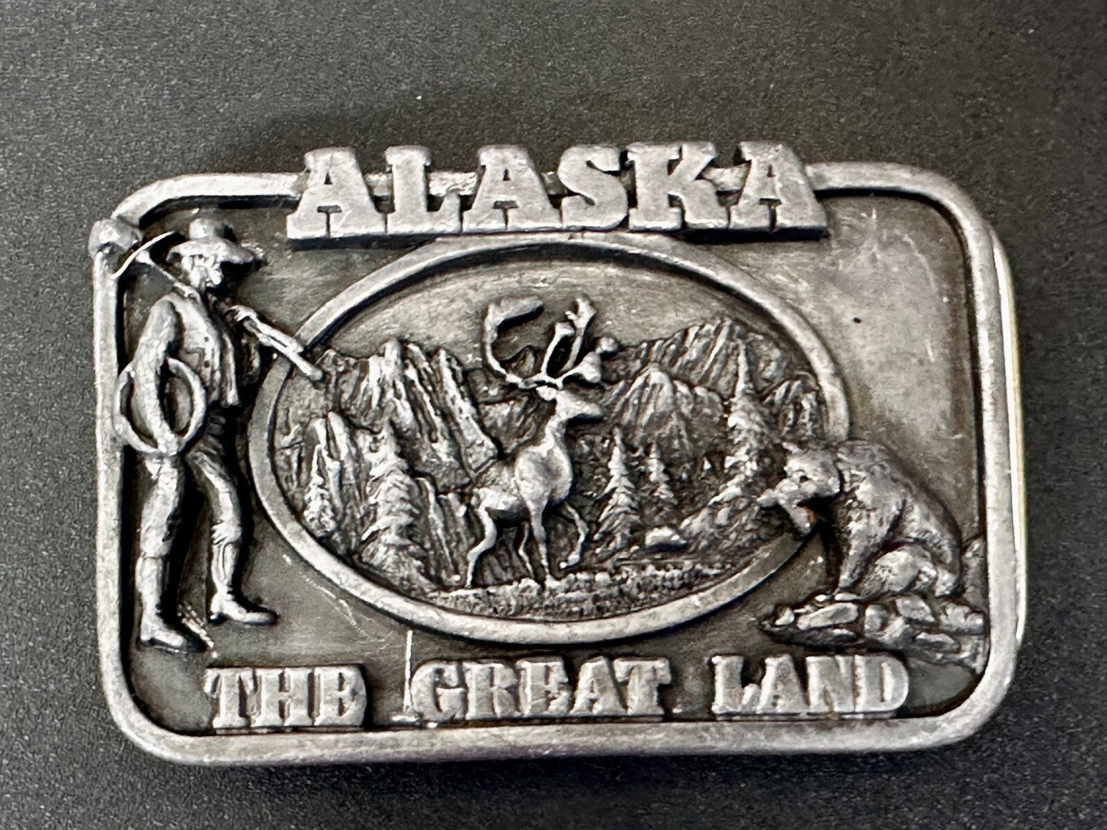 Alaska State The Great Land Last Frontier Wildlife Scene Siskiyou Belt Buckle