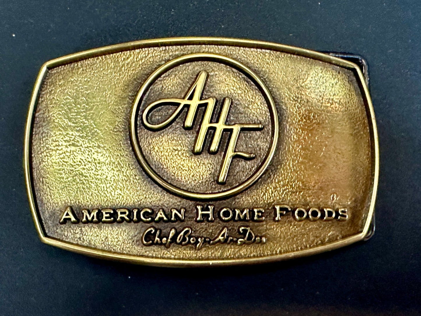 American Home Foods Chef Boyardee Company Vintage Solid Brass Jadco Belt Buckle