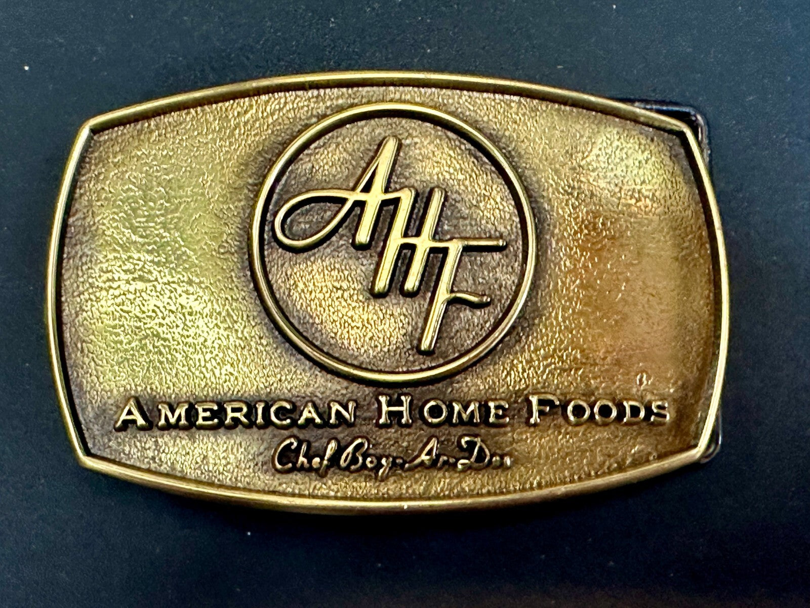 American Home Foods Chef Boyardee Company Vintage Solid Brass Jadco Belt Buckle
