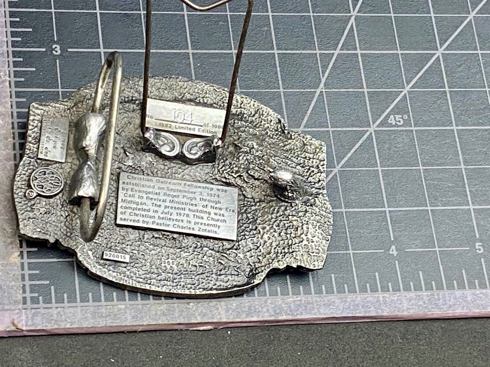 1992 - Founder’s Days Caledonia MN belt buckle  Christian Outreach Fellowship 