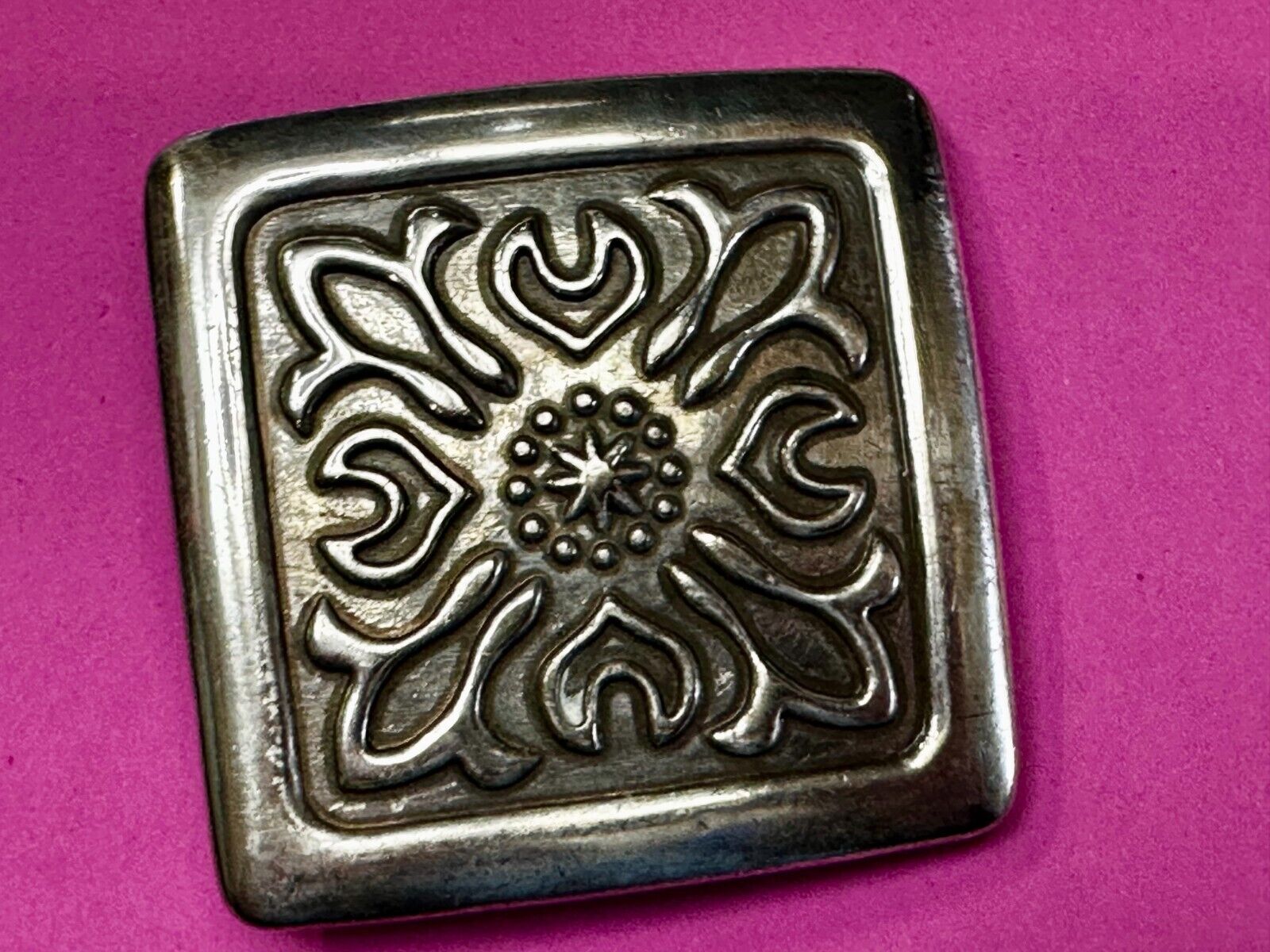 Tribal Ethnic Pattern Hippy Boho Silver Tone Belt Buckle Made in Taiwan