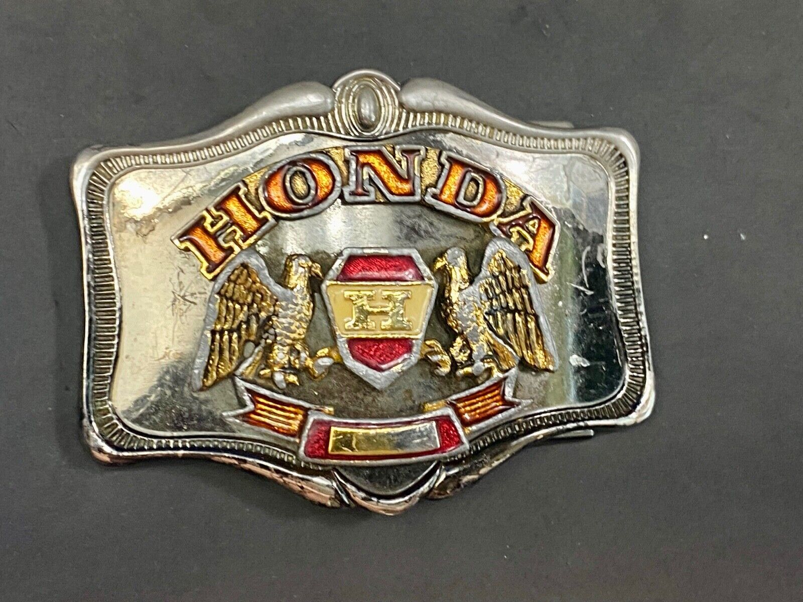 Vintage 1978 Honda H Gold Wing Two Eagle's Logo Western Framed Belt Buckle