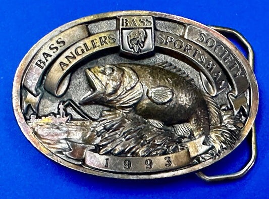 1993 BASS Anglers Sportsman Society Sport Fishing Fishermans  Belt Buckle