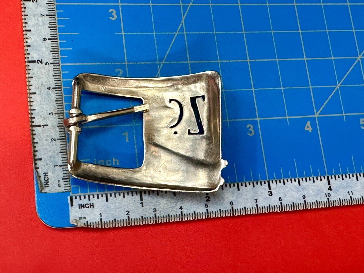 Vintage Letters Initials SZ silver tone cutout belt buckle