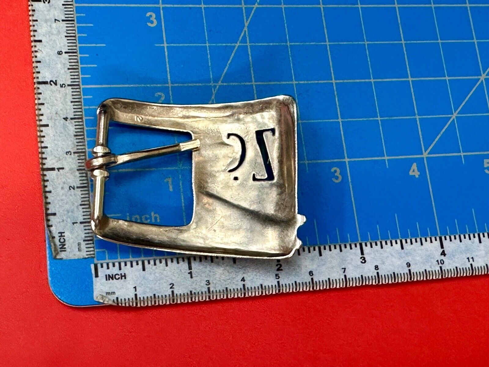 Vintage Letters Initials SZ silver tone cutout belt buckle