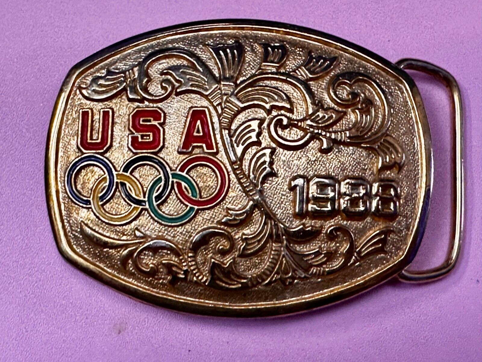 USA 1988 Olympic Games Commemorative Vintage Belt Buckle