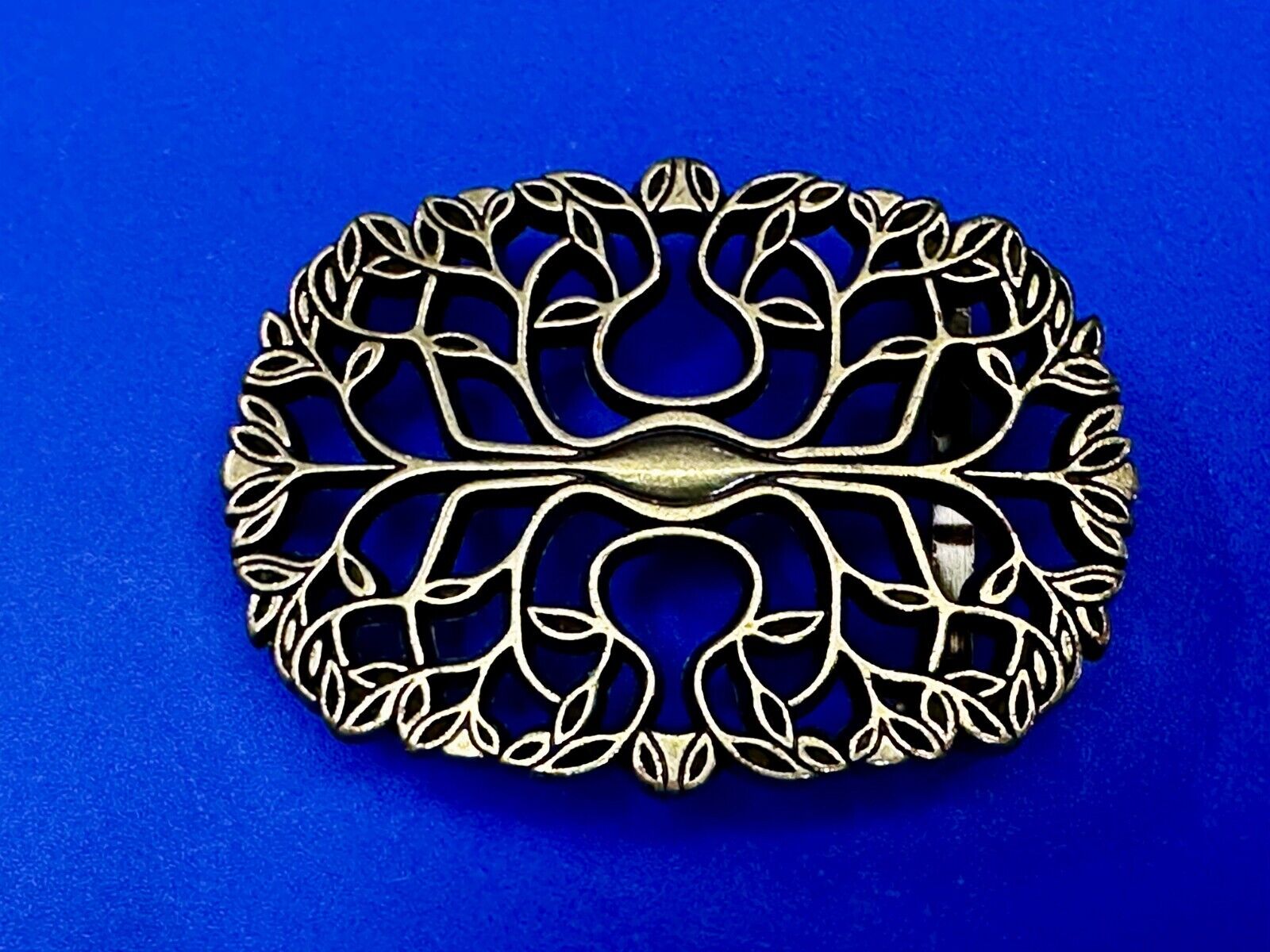 Tree of Life Pattern Openwork Hippy Boho Brass Tone Ornate Belt Buckle