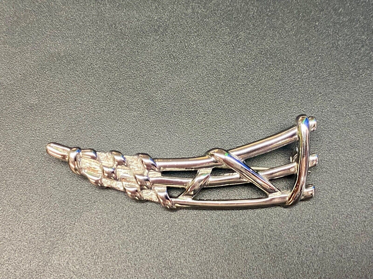 Abstract Retro Design 3 Level Silver Tone Brooch Pin by Monet