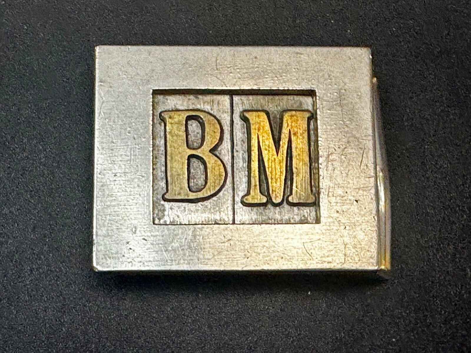 Vintage Letters Initial's BM two tone Belt Buckle