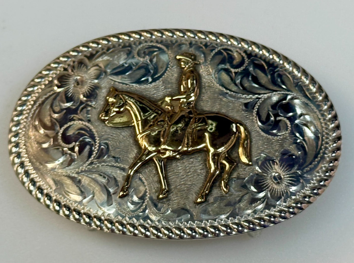 Vintage Diablo Sterling 8 Belt Buckle - Horseback cowboy   BEAUTIFUL