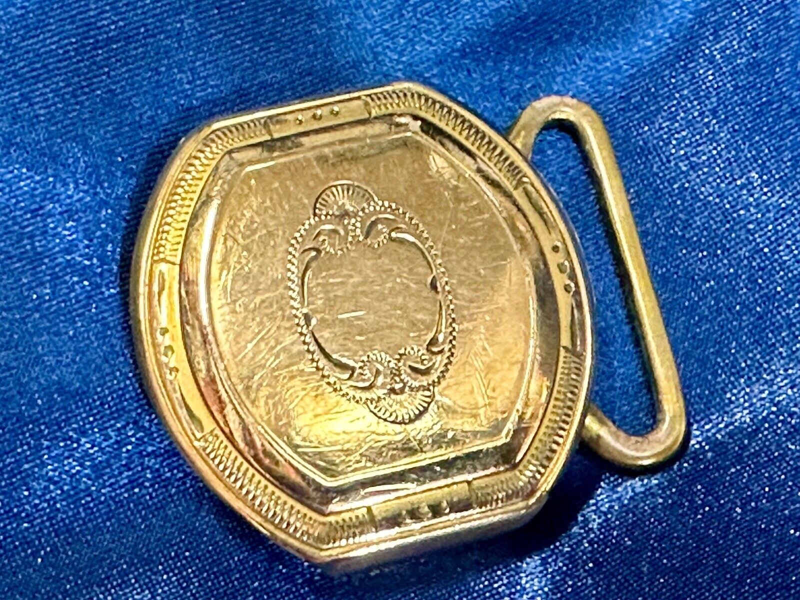 Art Deco gold filled 1/20 over plate Belt Buckle ready to engrave initial letter