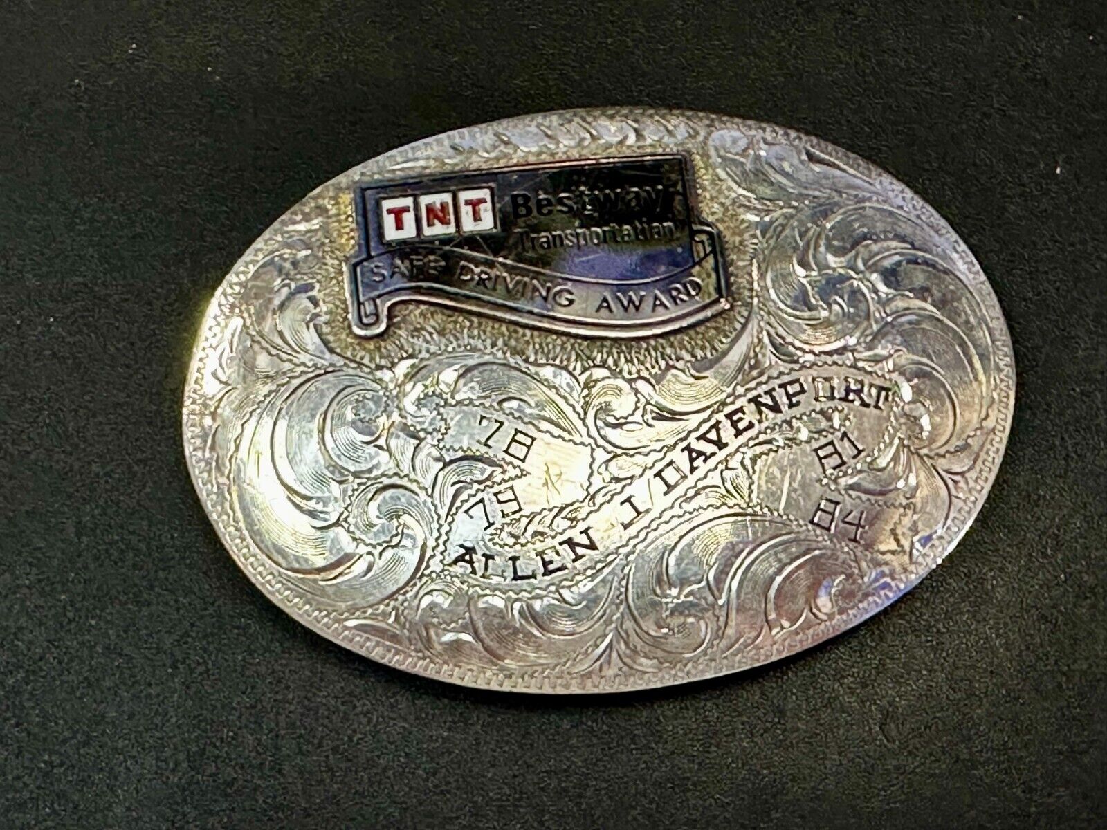 TNT Bestway Transportation Safe Driving Award Belt Buckle by BK Silversmiths