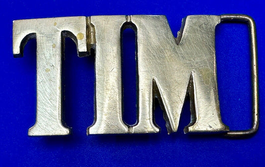 TIM Custom Name in cutout block letters solid brass belt buckle - Taiwan ROC