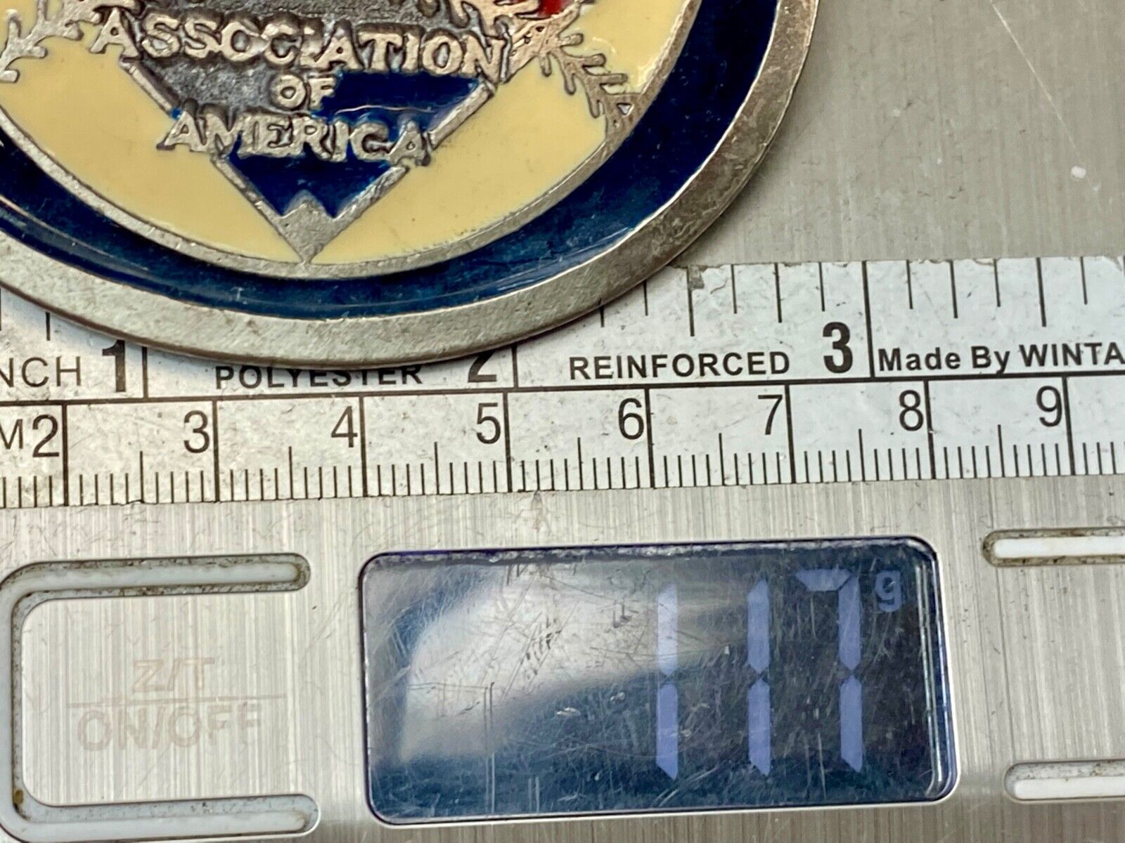 The Amateur Softball Association of America metal round badge -Johnston Badge Co