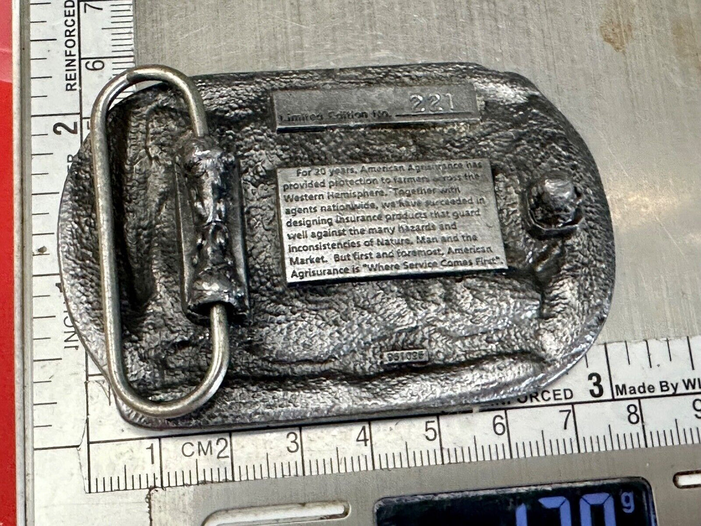 American Agrisurance Inc Farmers Insurance company 20 year 1976 96 belt buckle