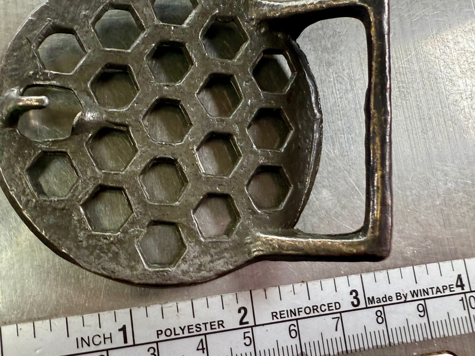 Artisan Welder Metalwork Abstract Honeycomb Open Work Vintage Belt Buckle