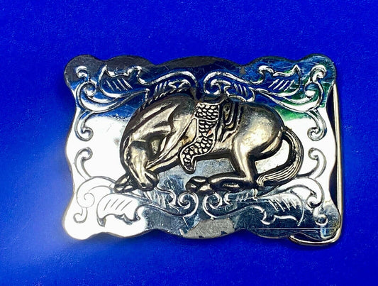 2.5" Wide Small End Of The Trail Horse In Saddle  Western Belt Buckle