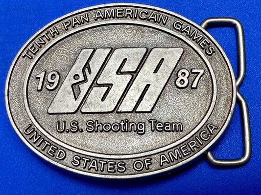 1987 US olympic shooting team olympics 10th Pan Am Games belt buckle