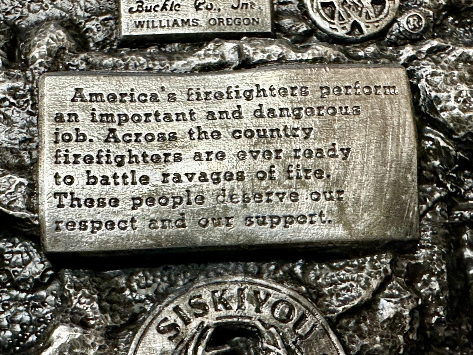 Americas Firefighters Ever Ready Ever Willing Commemorative Siskiyou Belt Buckle
