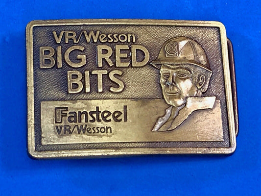 Vintage Belt Buckle  - VR / Wesson BIG RED BITS  Fansteel Company Advertisement 
