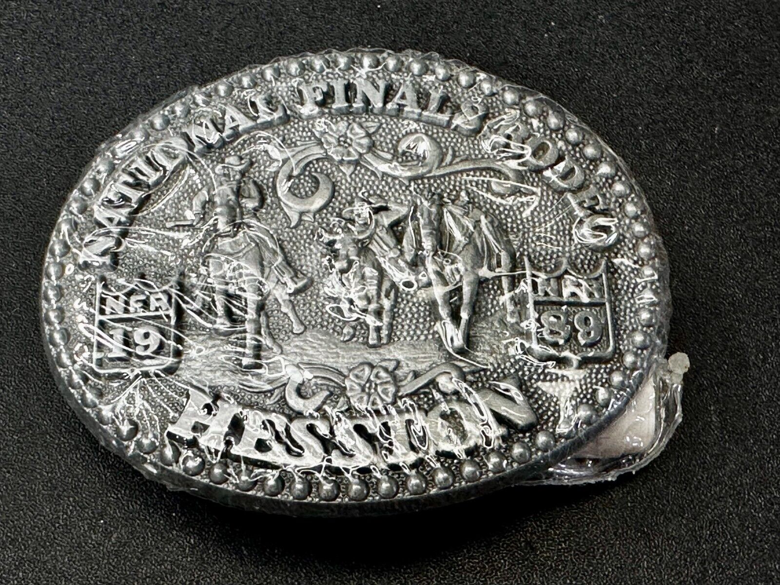 1989 Hesston National Finals Rodeo NFR Cowboys Youth Size NOS Belt Buckle
