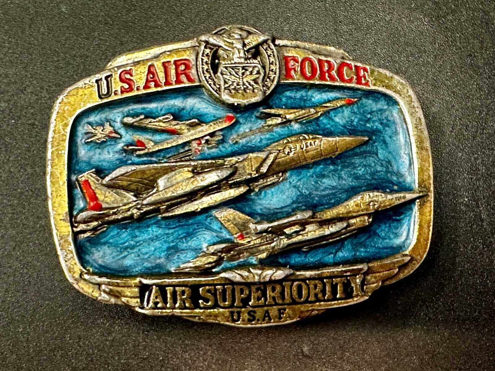 USAF Air Force Air Superiority Vintage 1989 The Great American Belt Buckle Co