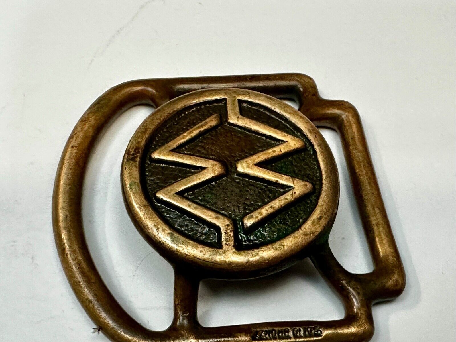 Unique Cutout Saw Waves RARE Hippie Boho Solid Bronze Belt Buckle Scarf Slide