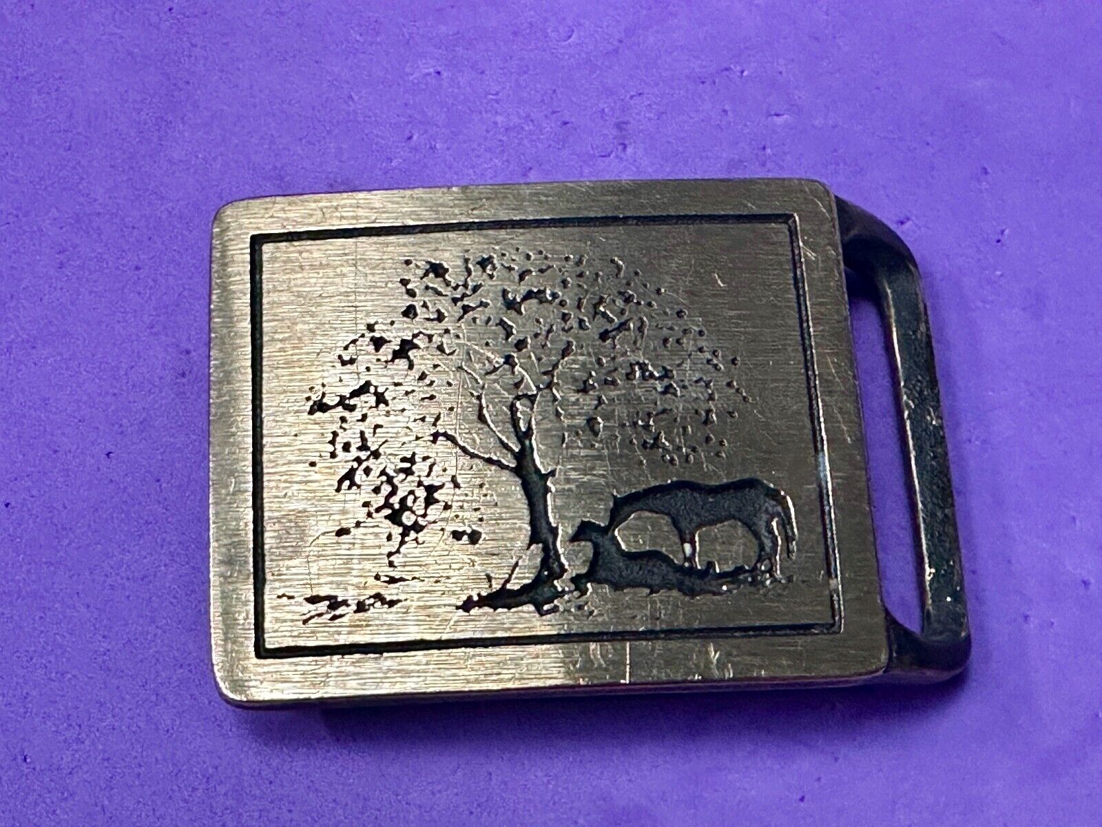 Two Horses - Vintage Tech Ether Guild ART belt buckle