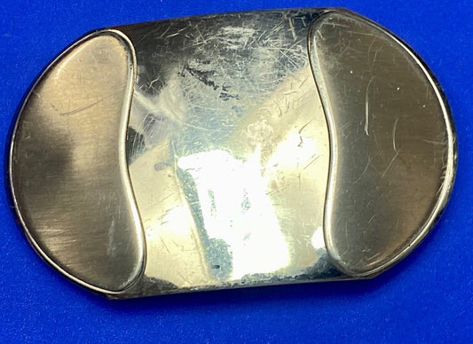 Vintage Justin Boot Co Maker Nickel Silver western belt buckle marked 36
