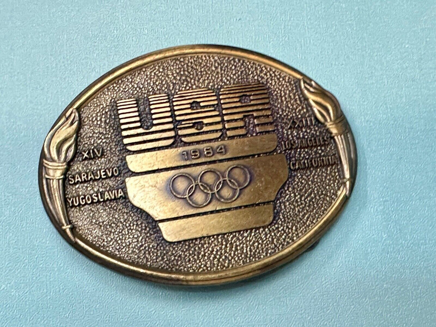 Vintage Los Angeles 1984 US USA Olympics Team belt buckle