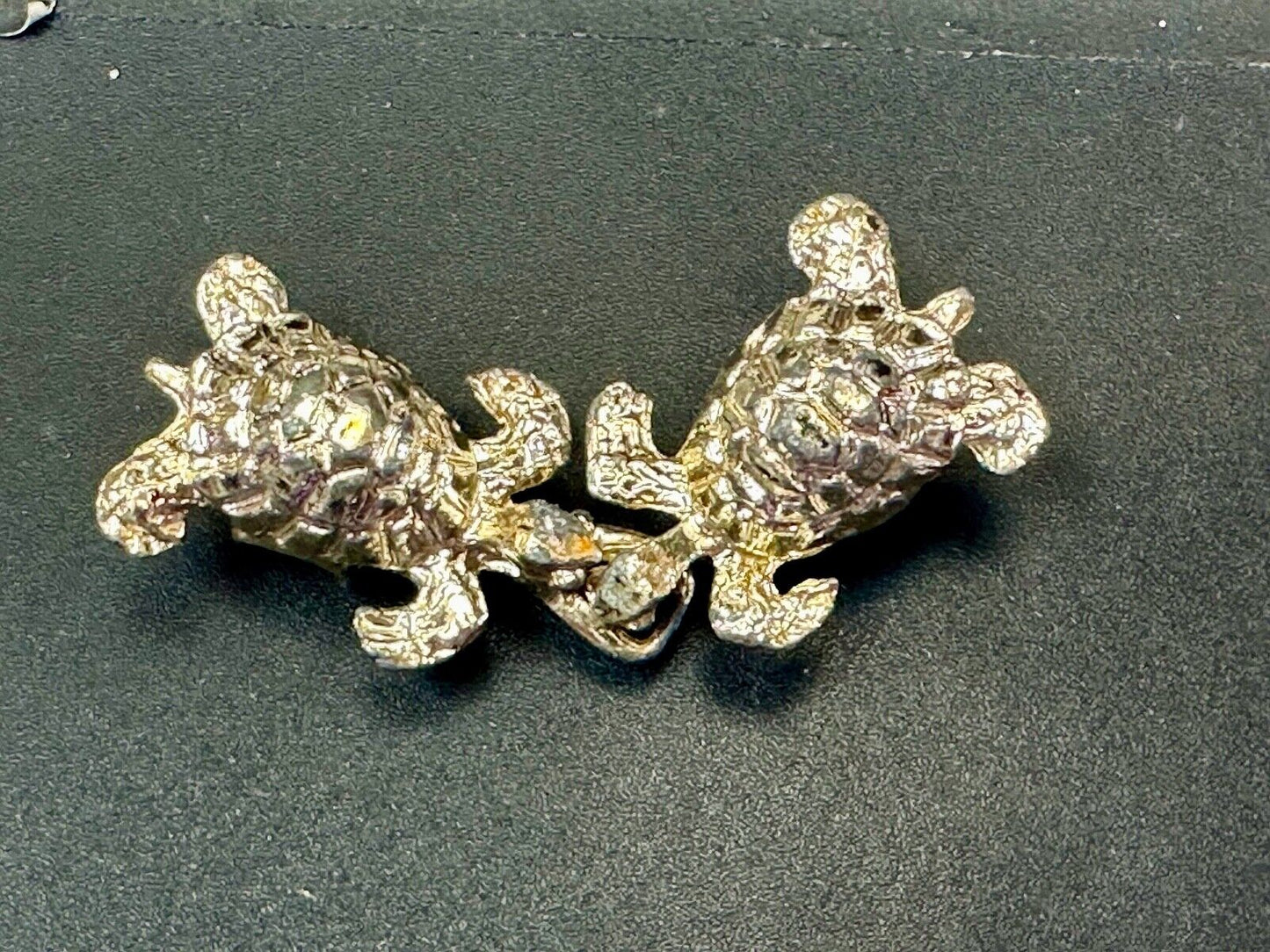 Two piece Turtles - gold tone interconnecting vintage Ocean Sea belt buckle