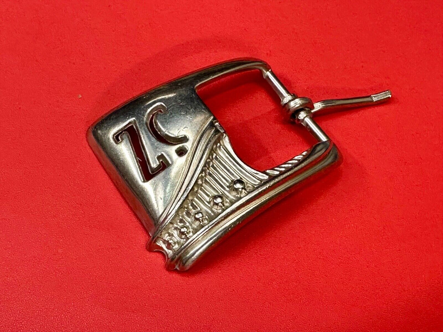 Vintage Letters Initials SZ silver tone cutout belt buckle