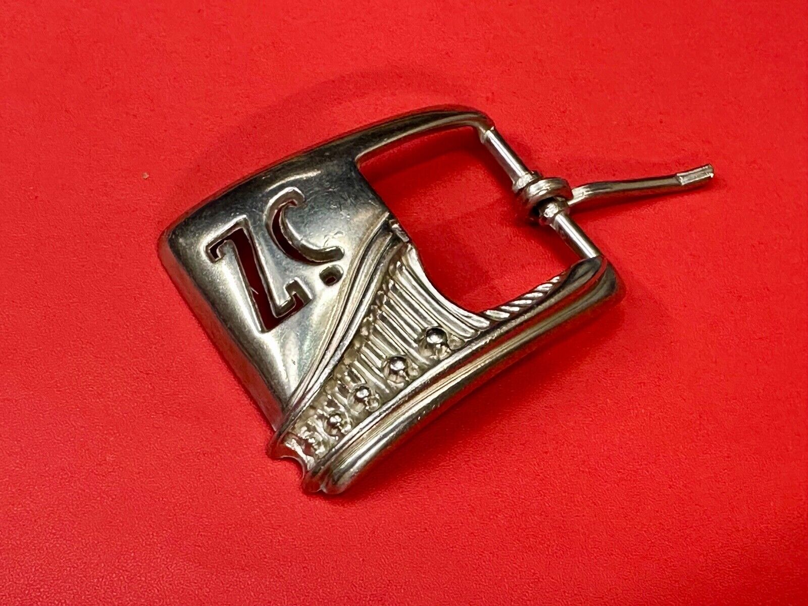 Vintage Letters Initials SZ silver tone cutout belt buckle