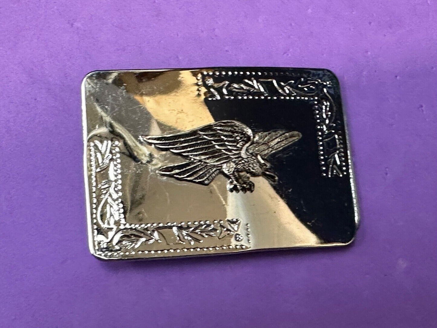 Vintage Hunting Flying Majestic Eagle on western mirrored reflective belt buckle