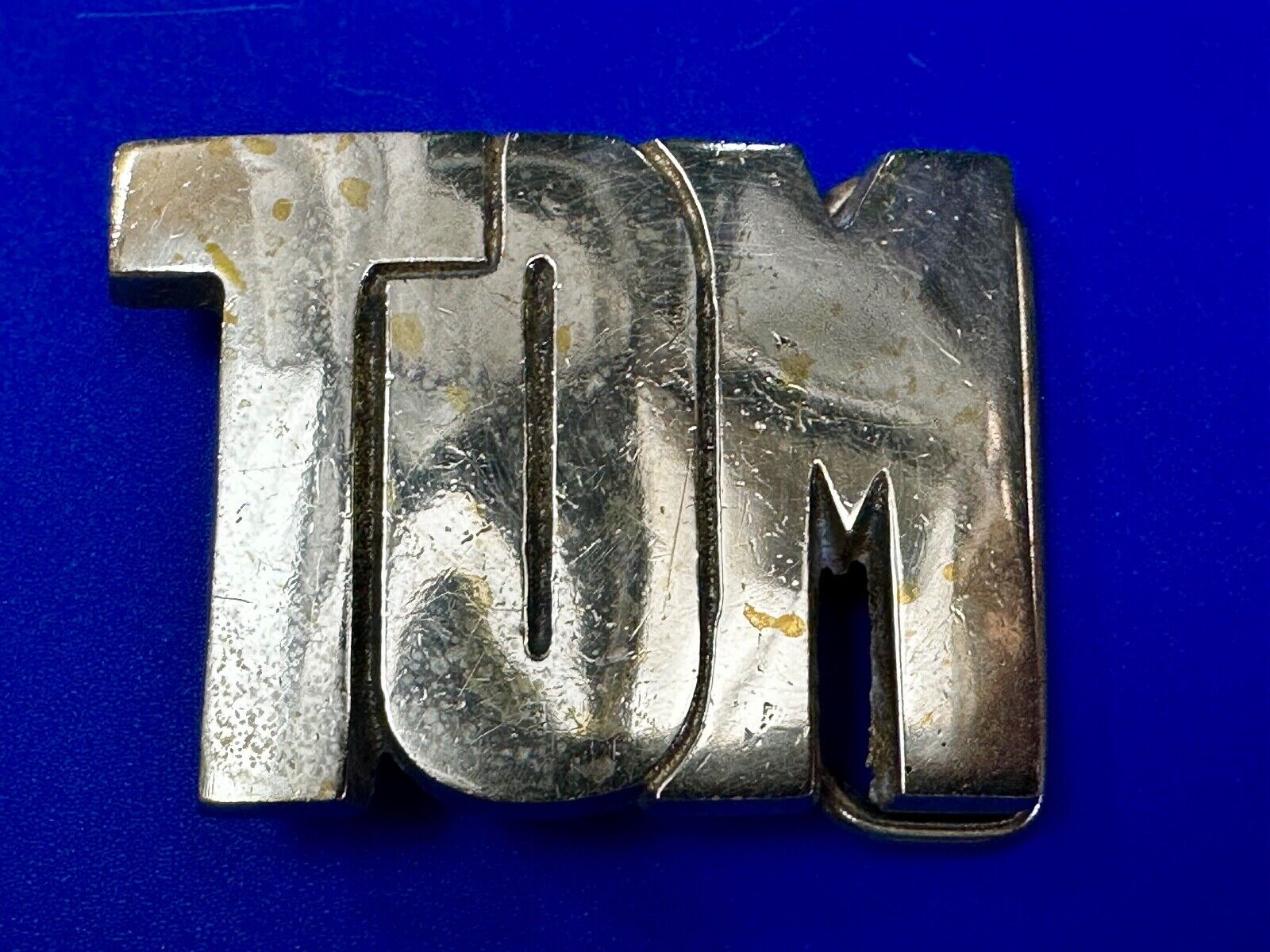 TOM - Custom Name cutout block letters Vintage Solid Brass Belt Buckle