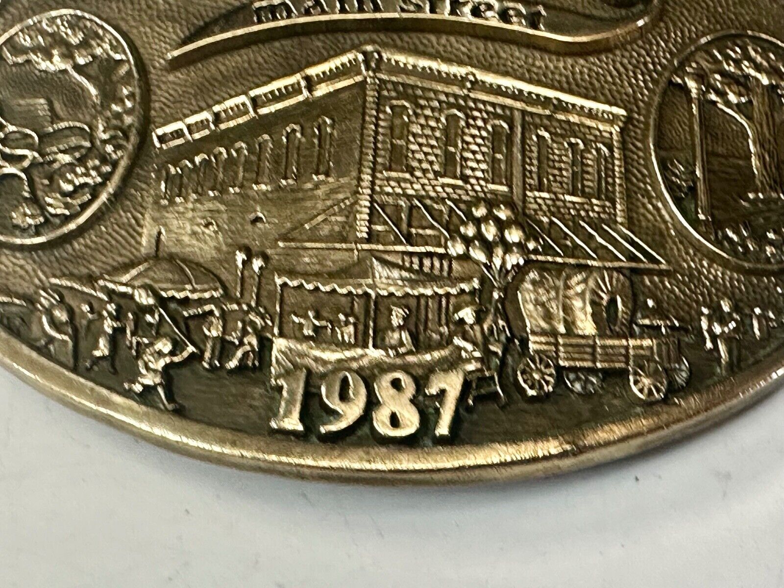 Texas Weatherford Main Street - vintage 1987 LIMITED ADM solid brass belt buckle