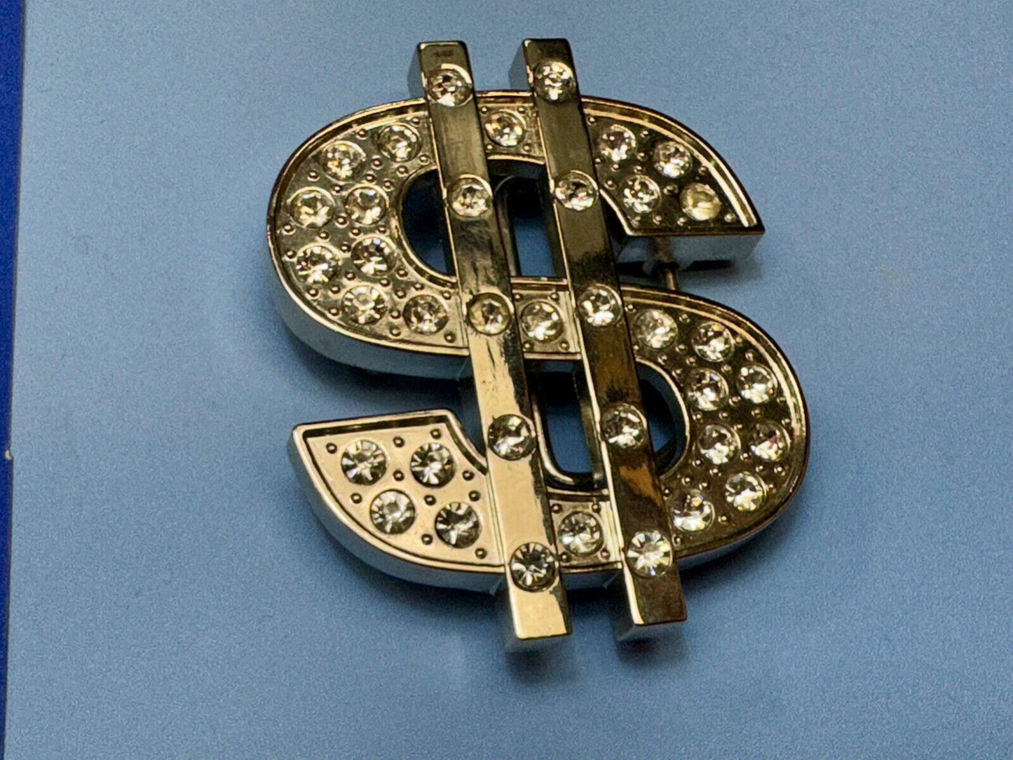 All about the $ - Jeweled Rhinestone covered Dollar Sign money cutout belt buck