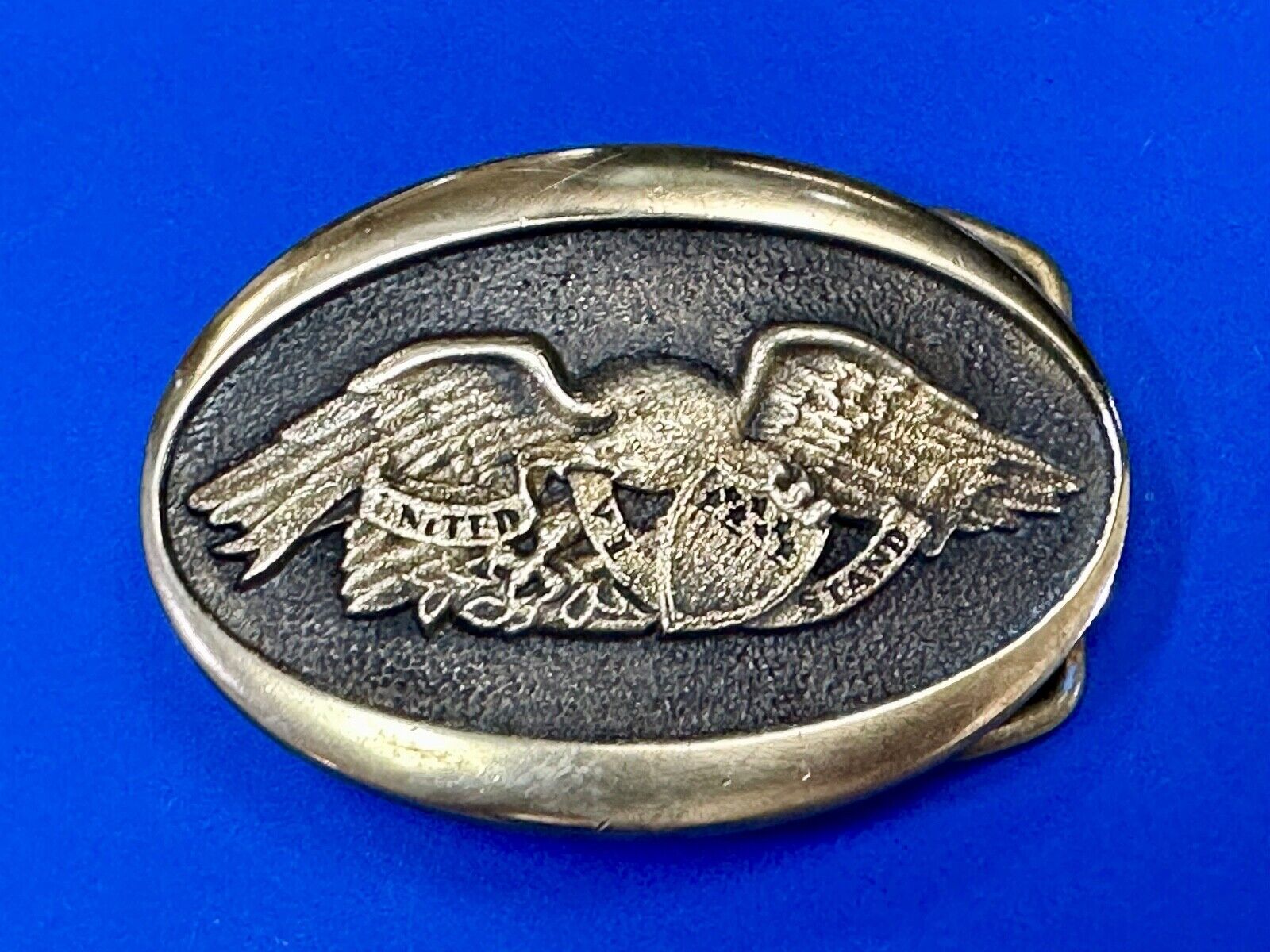 United We Stand Patriotic America USA pride - vintage Heritage Mint belt buckle
